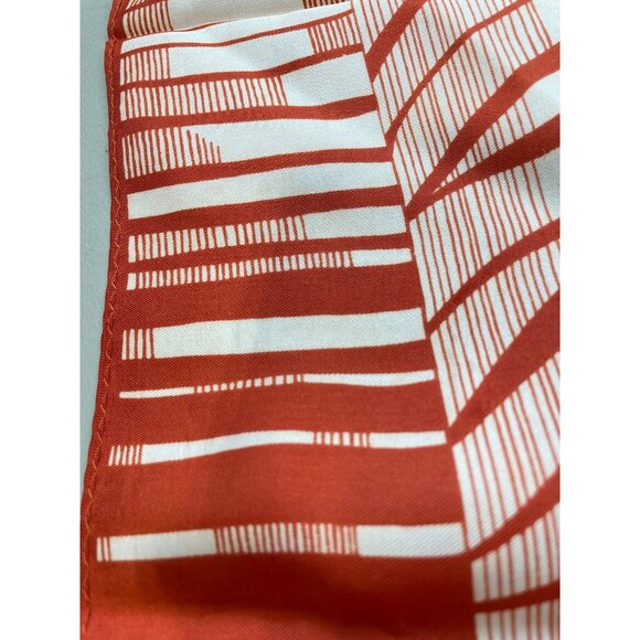 Vintage Abstract Square Scarf Orange White Lightweight Bandana Neck Wrap - Picture 4 of 4